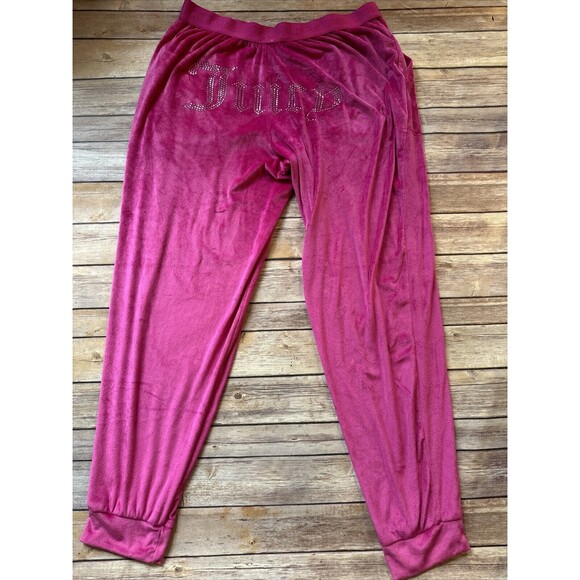 JUICY COUTURE Velour OG Bling Tracksuit Pants Pink Party Women’s L - Picture 1 of 8